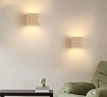 LED Wandlamp van Steen in Geel met Verschillende Lichtkleuren