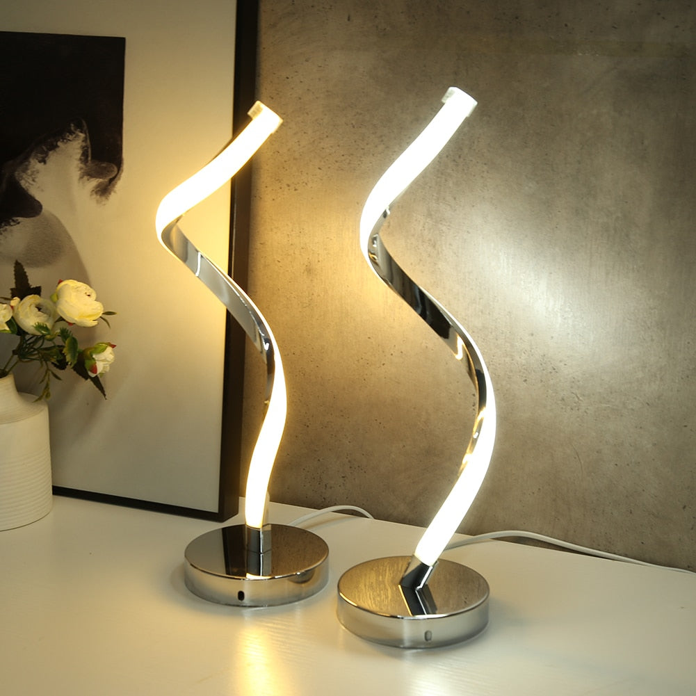 LED Bureaulamp met Spiraalvormig Design en Instelbare Lichtkleuren voor Slaapkamer en Werkruimte