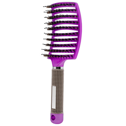 Haarborstel met Zwijnenhaar en Nylon Pinnen voor Ontklitten en Styling van Alle Haartypes