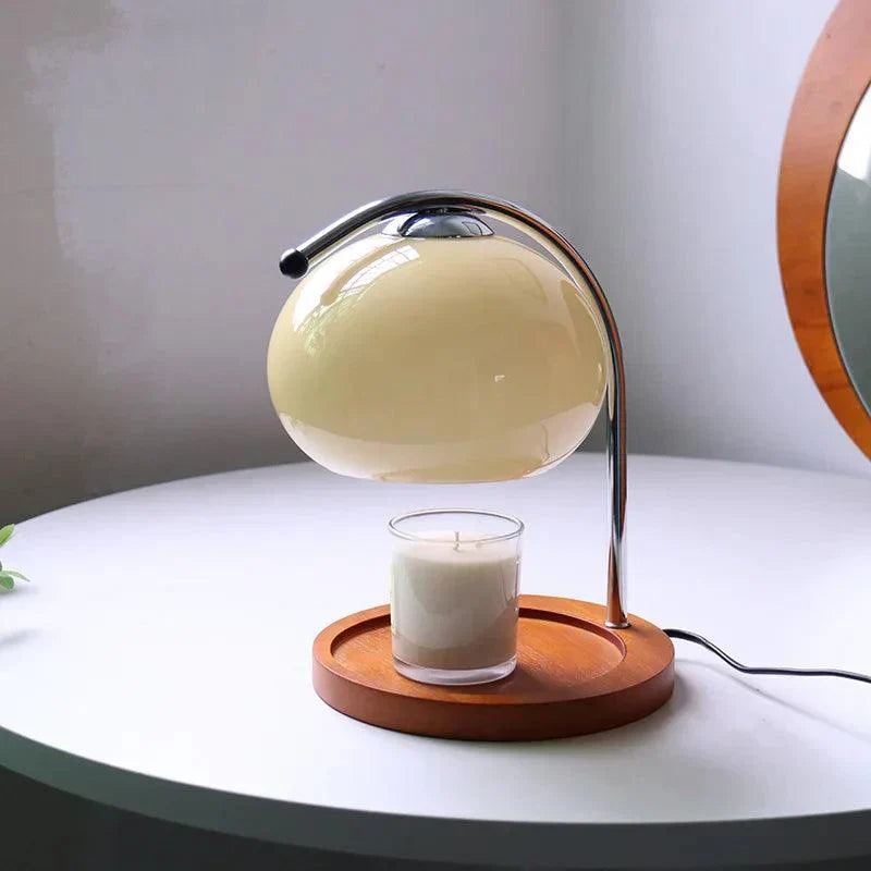 Glazen Tafellamp met LED en Kaarsverwarmerfunctie – 20x28 cm