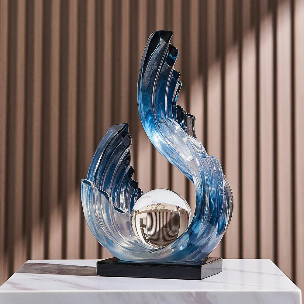 Glazen Ornament met Vloeiende Lijnen voor Interieurdecoratie