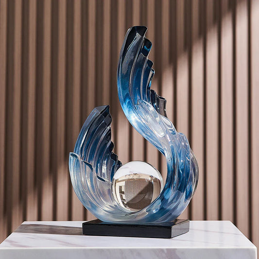 Glazen Ornament met Vloeiende Lijnen voor Interieurdecoratie