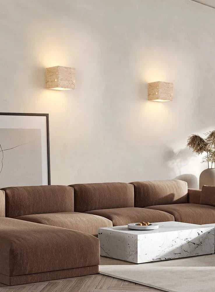 LED Wandlamp van Steen in Geel met Verschillende Lichtkleuren
