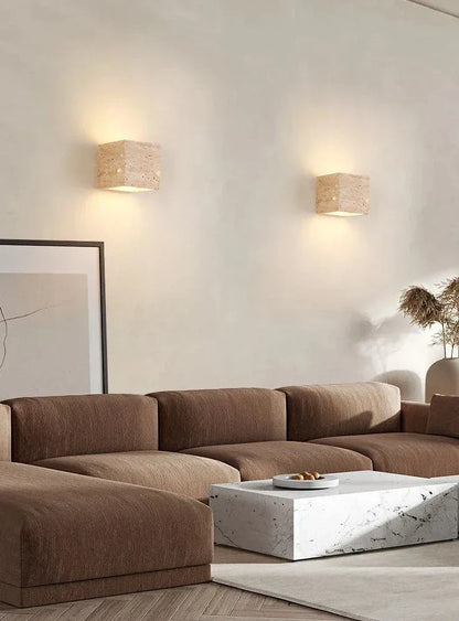 LED Wandlamp van Steen in Geel met Verschillende Lichtkleuren