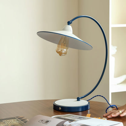 Bureaulamp van Metaal met Emaille Afwerking en E27 Fitting – Blauw of Wit