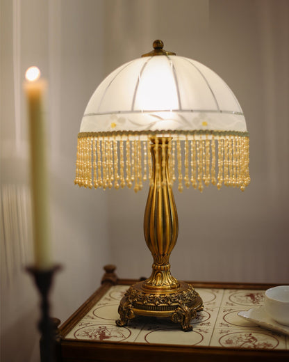 Tafellamp met Glazen Kap en Bloem Kwast Design voor Woonkamer en Slaapkamer