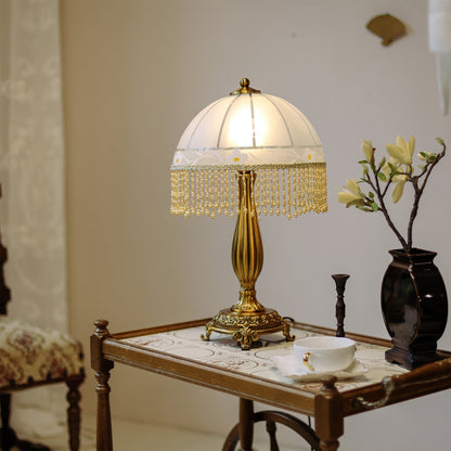 Tafellamp met Glazen Kap en Bloem Kwast Design voor Woonkamer en Slaapkamer