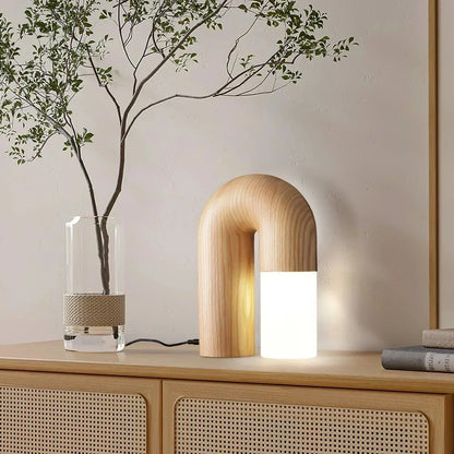 Tafellamp met Gebogen Design van Porselein, Hout en Metaal voor Woonkamer en Slaapkamer