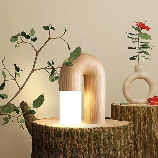 Tafellamp met Gebogen Design van Porselein, Hout en Metaal voor Woonkamer en Slaapkamer