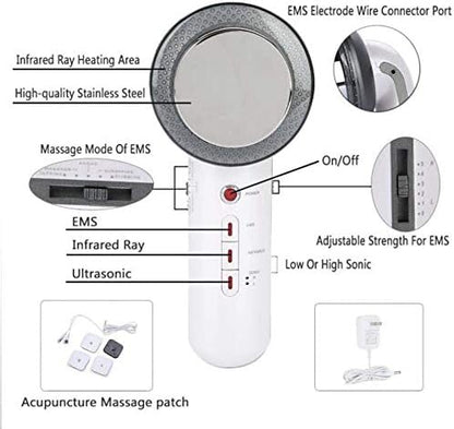 3-in-1 Ultrasonische EMS Lichaamsmassager met Instelbare Niveaus voor Spierstimulatie en Huidverzorging