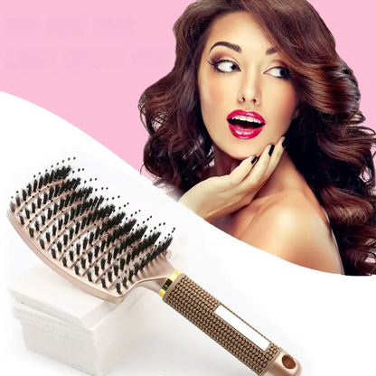 Haarborstel met Zwijnenhaar en Nylon Pinnen voor Ontklitten en Styling van Alle Haartypes