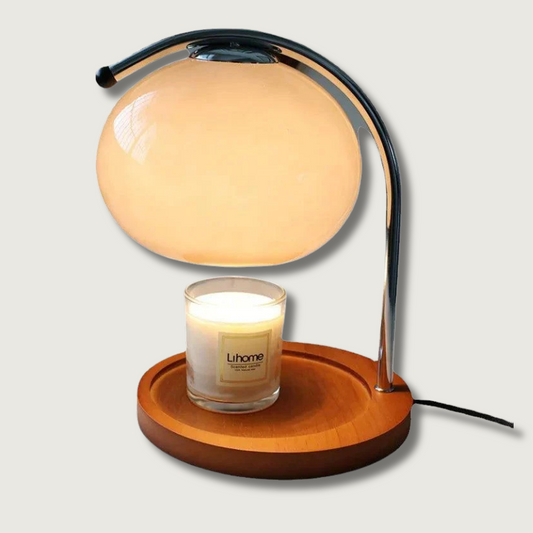Glazen Tafellamp met LED en Kaarsverwarmerfunctie – 20x28 cm
