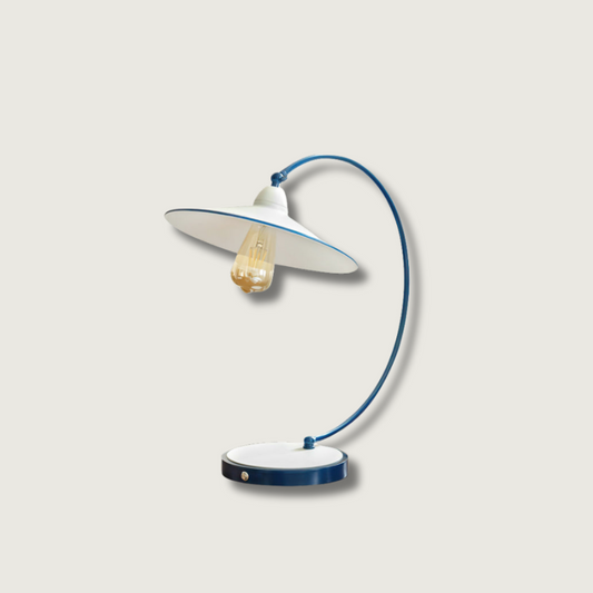 Bureaulamp van Metaal met Emaille Afwerking en E27 Fitting – Blauw of Wit