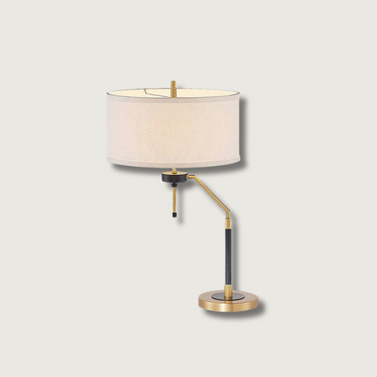 Tafellamp met Metalen Voet en Stoffen Lampenkap in Beige