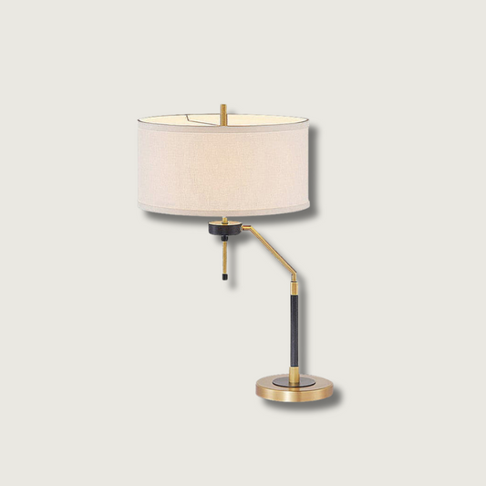 Tafellamp met Metalen Voet en Stoffen Lampenkap in Beige
