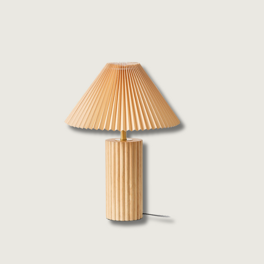 Tafellamp met Houten Voet en Stoffen Kap voor Binnenverlichting