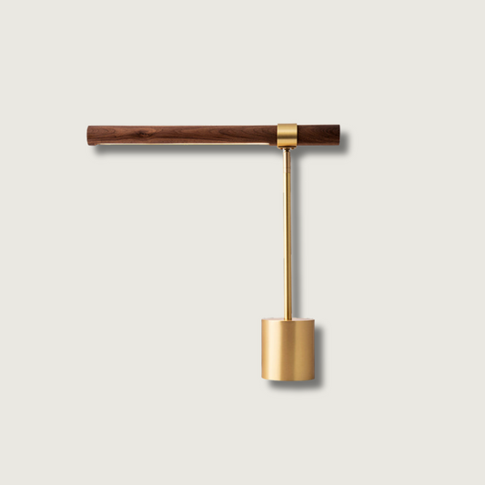 Bureaulamp met verstelbare hoek en goud-hout afwerking