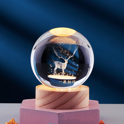 Kristallen Tafellamp met 3D Effect en LED Verlichting via USB