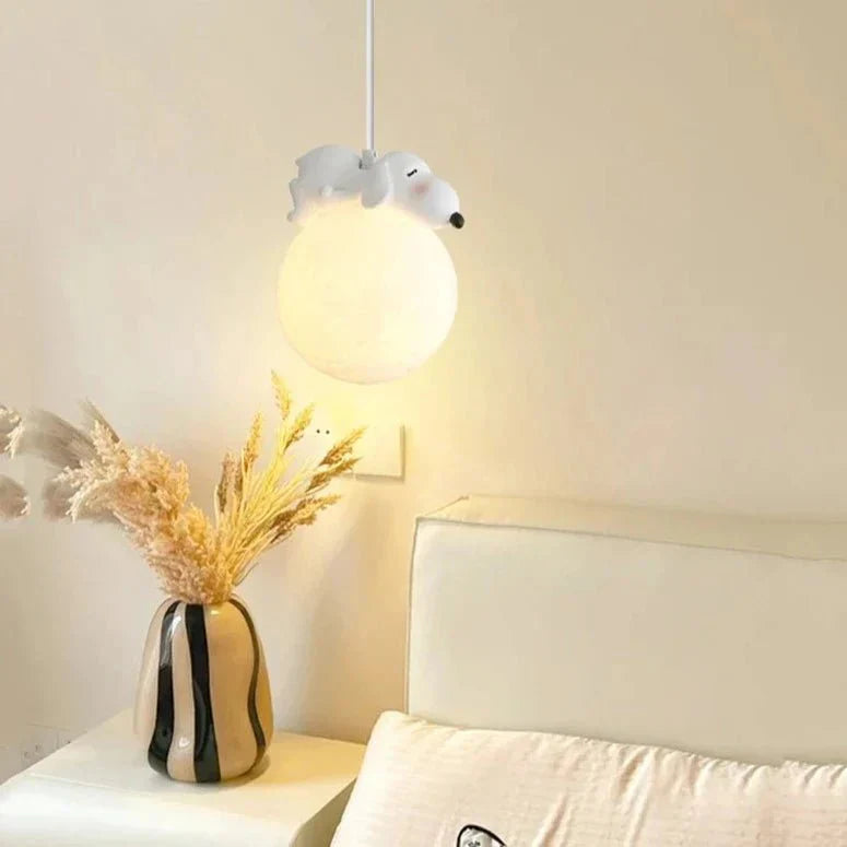 Kinder Hanglamp met Dierfiguur en Maanvormig Ontwerp – Instelbare Lichtkleur voor Slaap- en Speelkamer