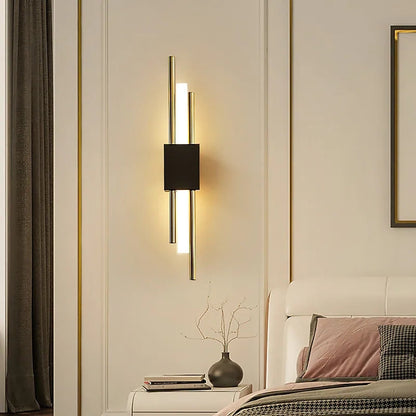 LED Wandlamp van Metaal en Acryl in Zwart en Goud voor Slaapkamer, Woonkamer en Hal