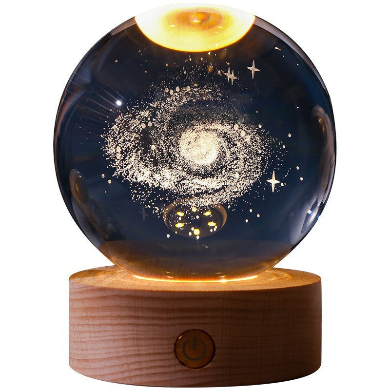 3D LED Nachtlamp met Houten Voet en Meerkleurige Verlichting