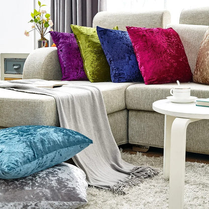 Fluwelen sierkussenhoes met verfrommelde textuur voor woon- en slaapkamer – Smaragdgroen