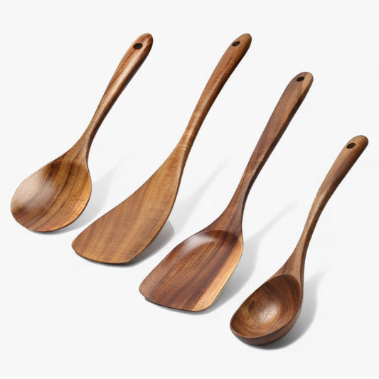 Teakhouten Keukenset met 7 Onderdelen voor Koken en Serveren