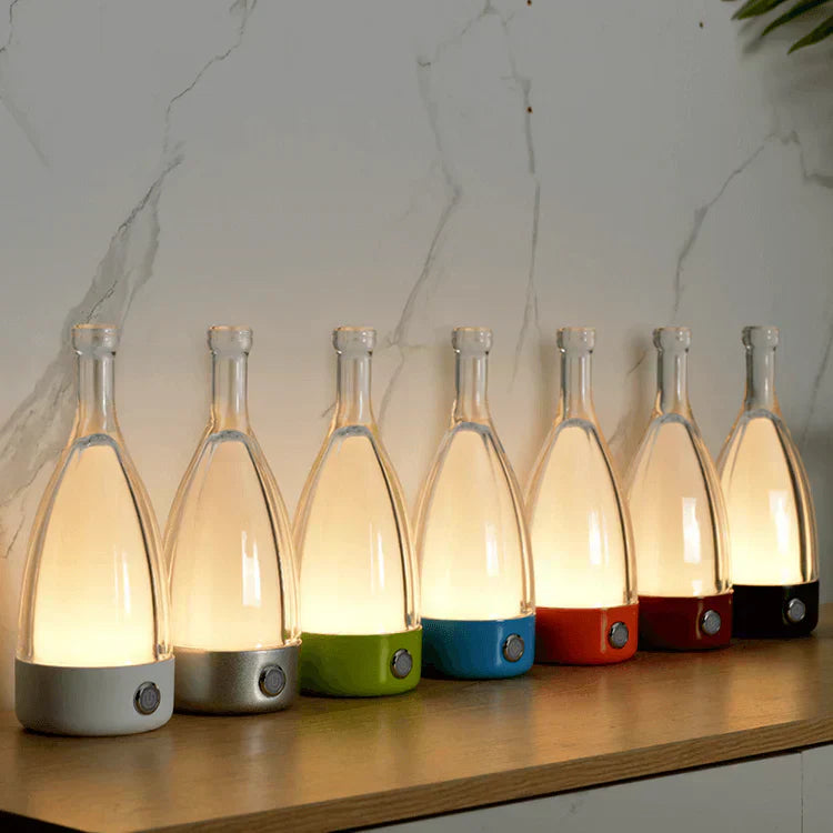 Oplaadbare LED Tafellamp in Flesvorm met Dimbare Kleuren